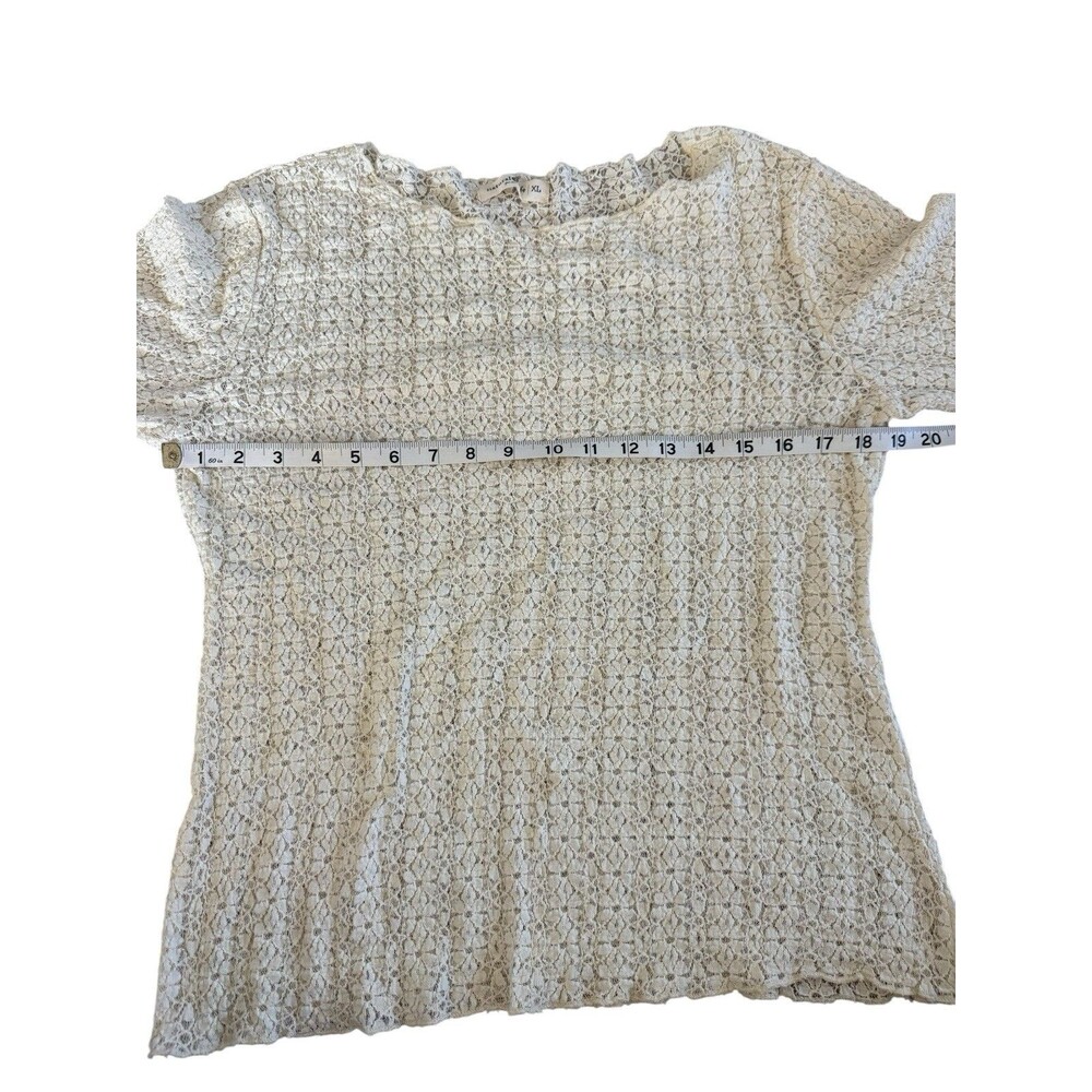 Natural Life Pearl Knit Layering Top Size X Large Beige Crochet Boho Cottagecore - Picture 6 of 6